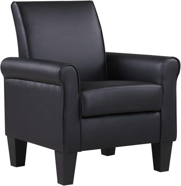 Faux Leather Accent Armchair, Black