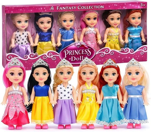 Little Princess Dolls with Dresses, Set of 6