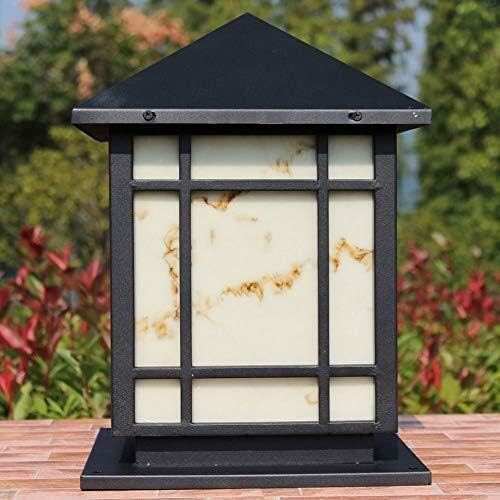 Outdoor Post Lantern, Marble-Look Pillar Light, IP65 Waterproof