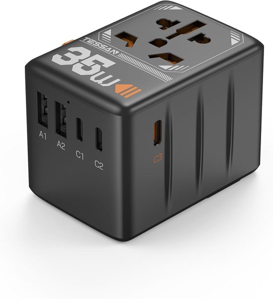 TESSAN Universal Travel Adapter, 200+ Countries, 35W USB-C, 5 Ports