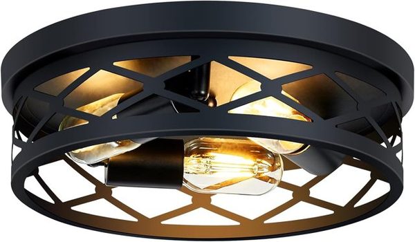 SKEJAO 13" 3-Light Flush Mount Ceiling Light, Black