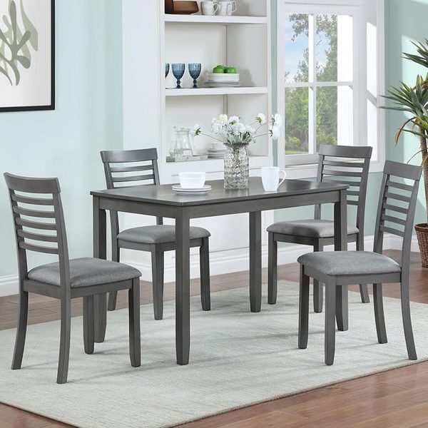 5-Piece Dining Set, Table Plus 4 Chairs, Grey