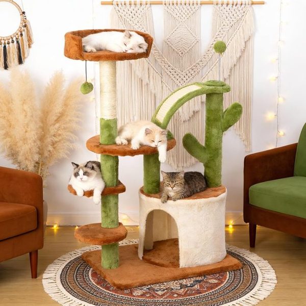 Cactus Cat Tree Tower with Sisal Scratching Posts