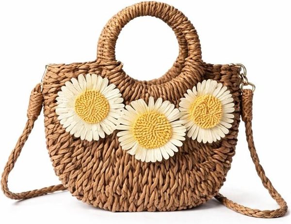 Jute Flower Tote Bag