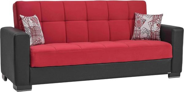 Convertible Sofa Bed with Hidden Storage, Burgundy